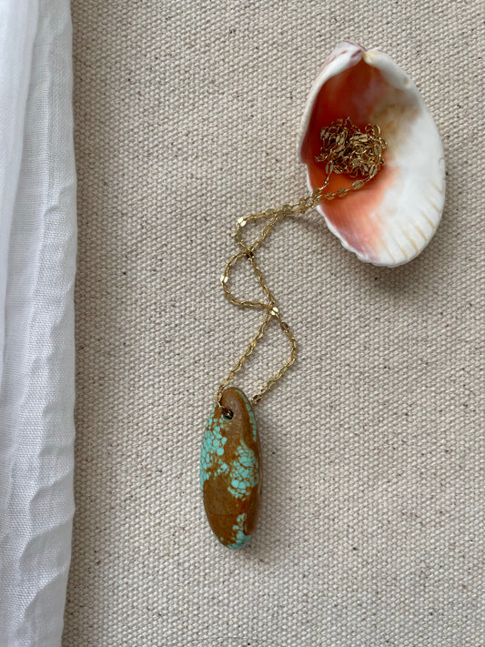Turquoise Chunk on Gold Chain