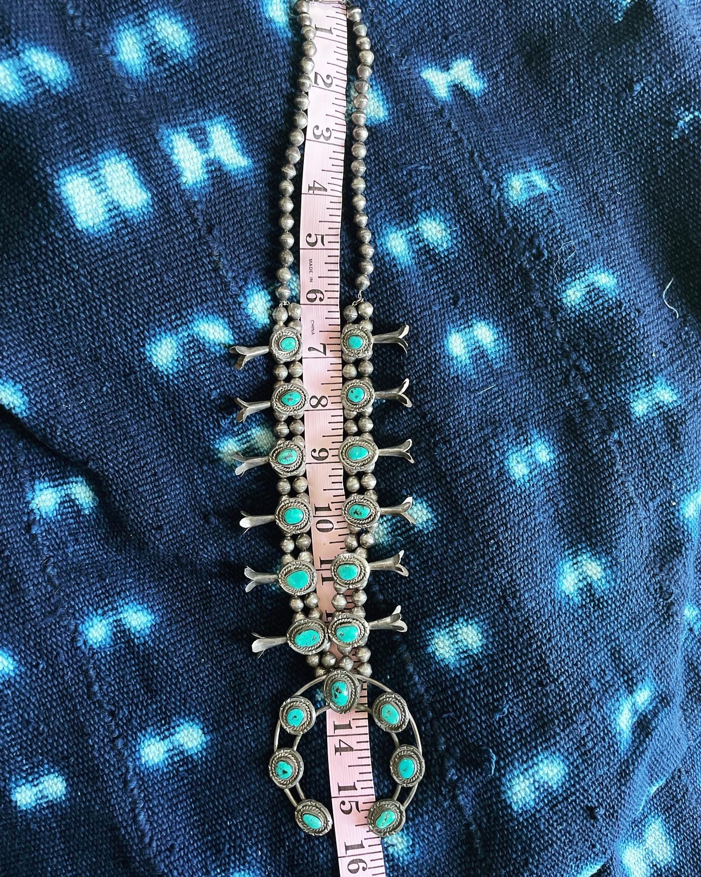 Vtg. Turquoise Squash Blossom