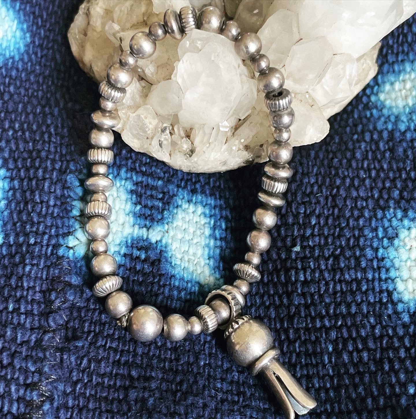 Silver Pearl & Squash Blossom Bracelet