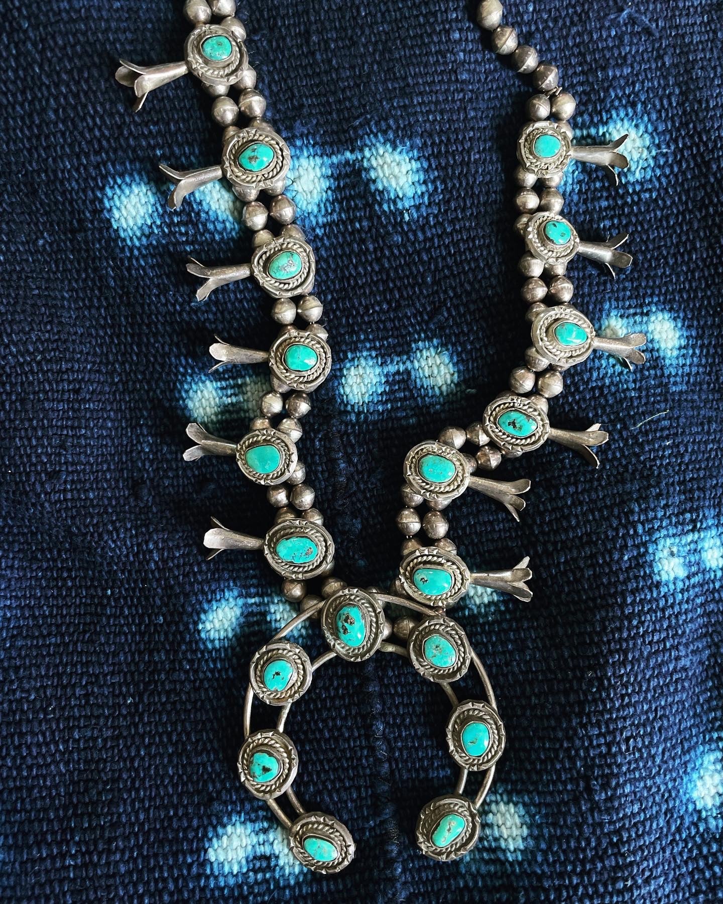Vtg. Turquoise Squash Blossom