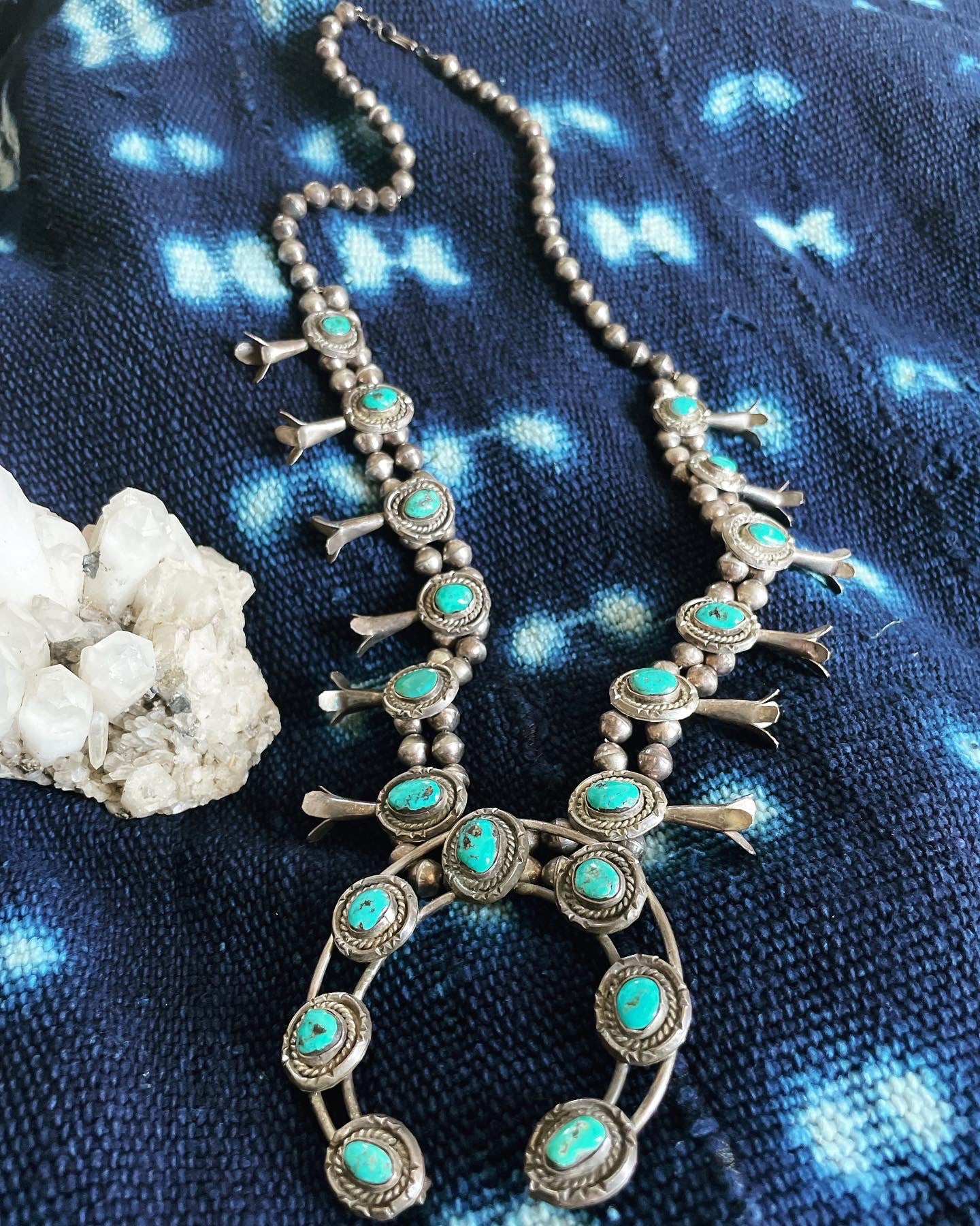 Vtg. Turquoise Squash Blossom