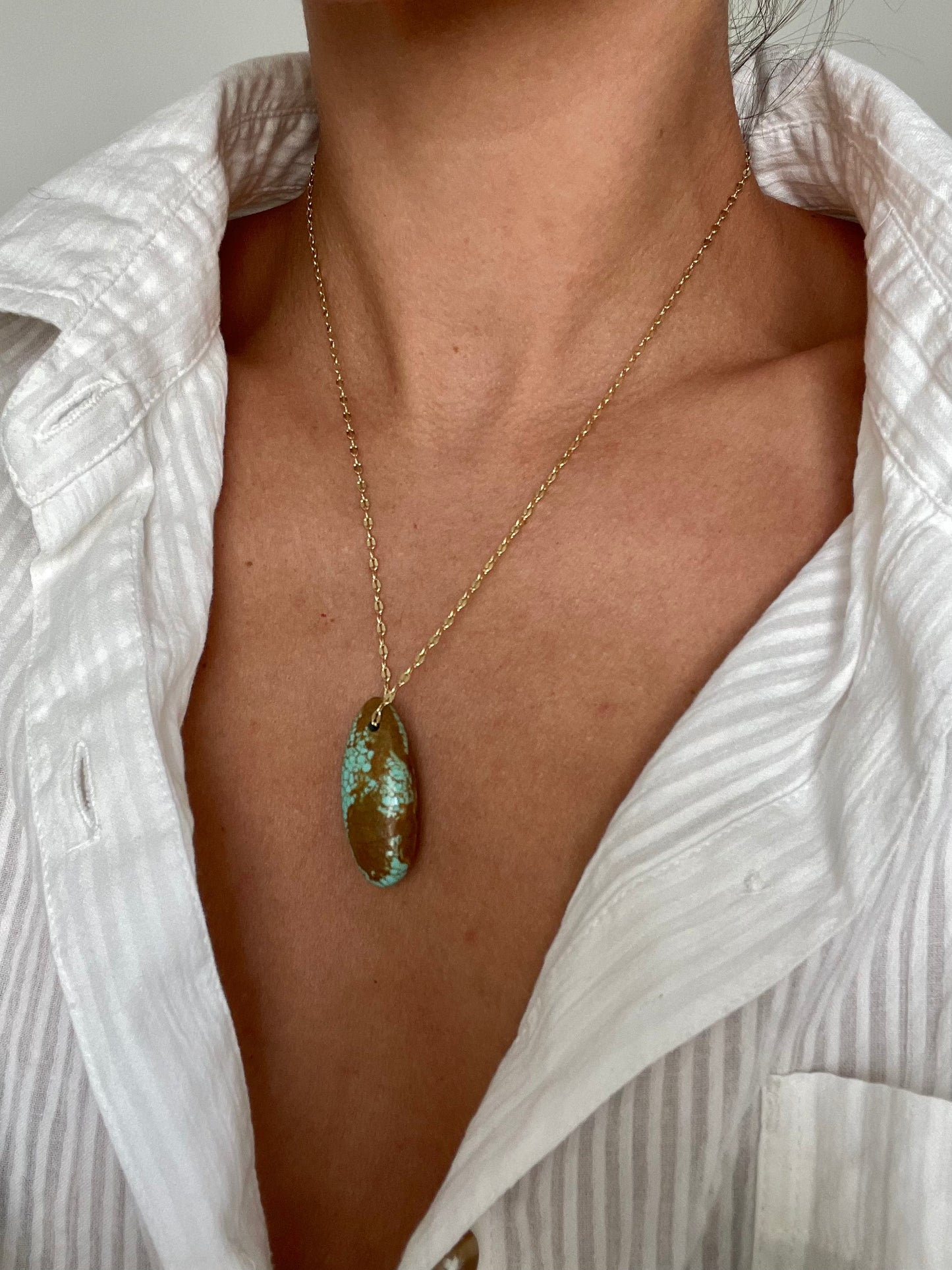 Turquoise Chunk on Gold Chain