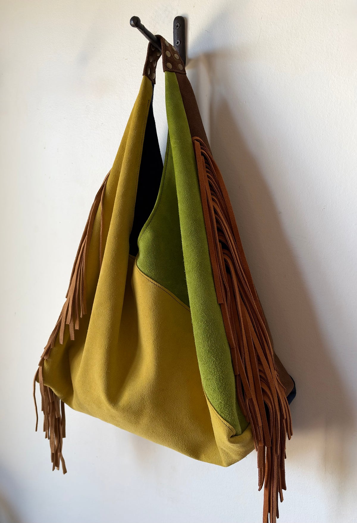 The Moni Fringe in Suede Color-Block