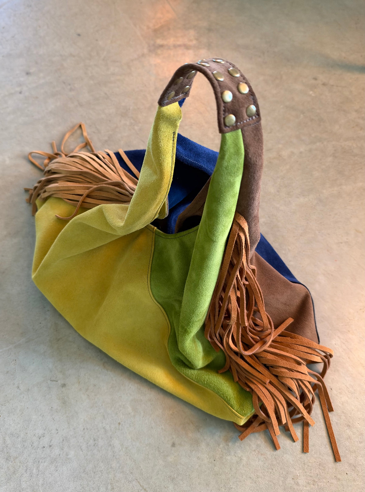 The Moni Fringe in Suede Color-Block