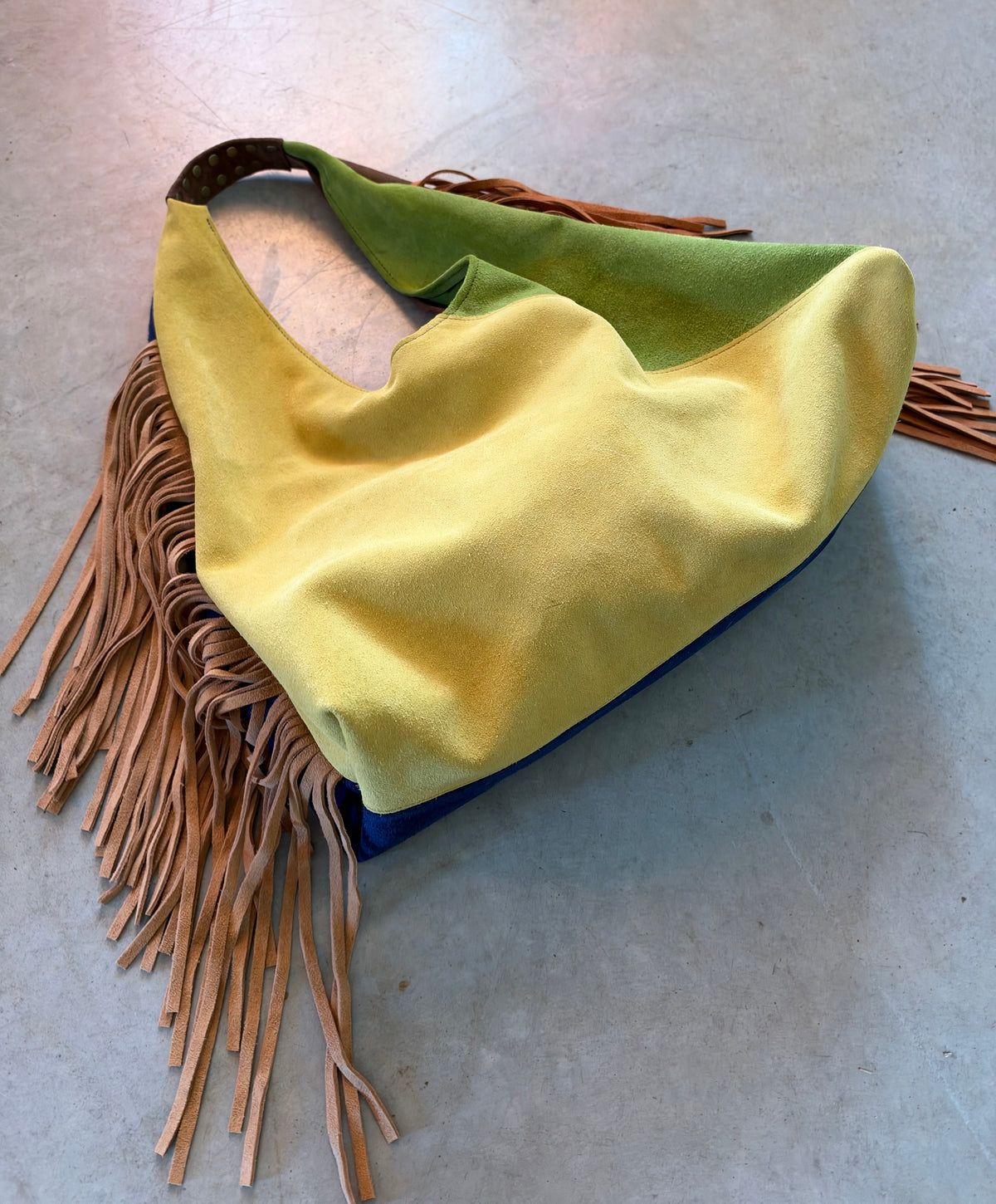 The Moni Fringe in Suede Color-Block