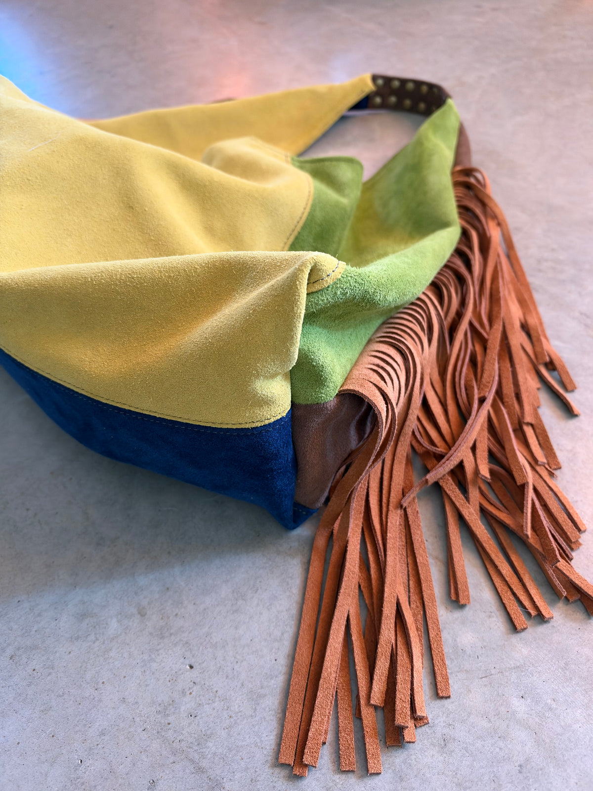 The Moni Fringe in Suede Color-Block