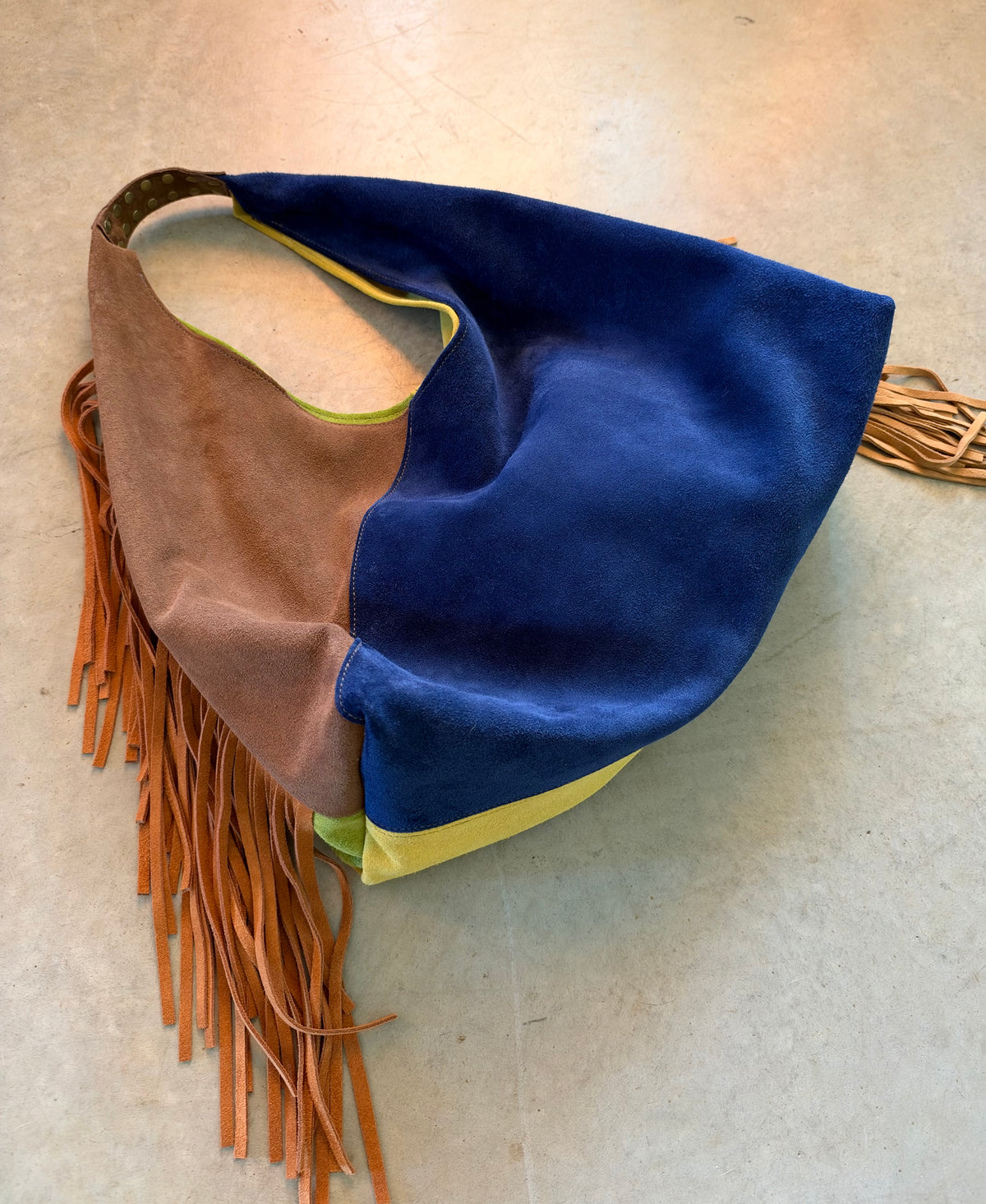 The Moni Fringe in Suede Color-Block