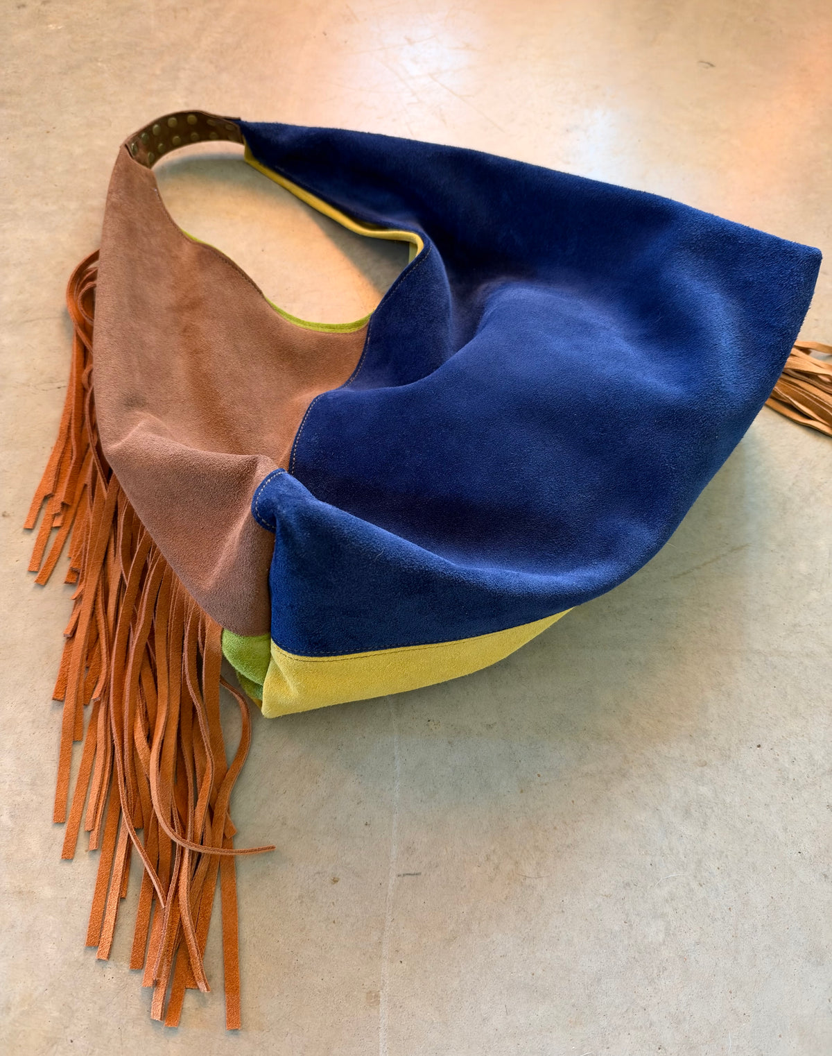 The Moni Fringe in Suede Color-Block