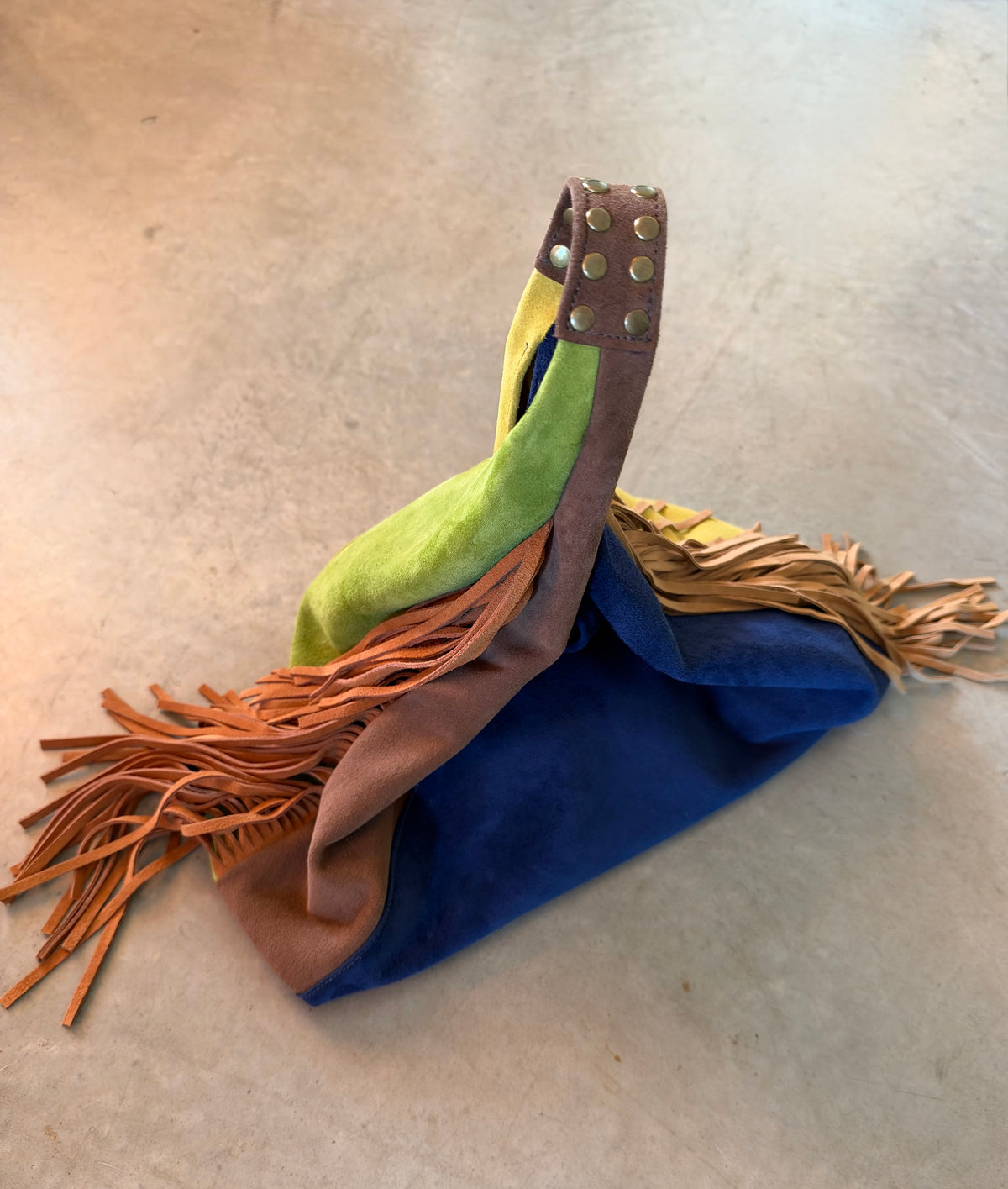 The Moni Fringe in Suede Color-Block