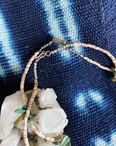 Extra Long Turq Chunks & Heishi Beaded Neckless