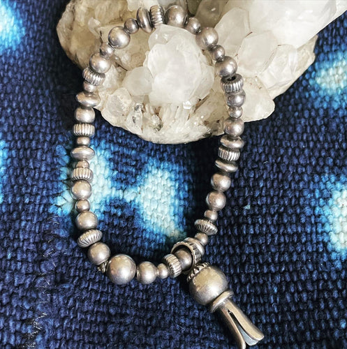 Silver Pearl & Squash Blossom Bracelet