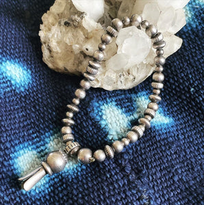 Silver Pearl & Squash Blossom Bracelet