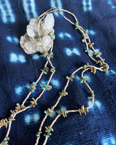 Extra Long Turq Chunks & Heishi Beaded Neckless